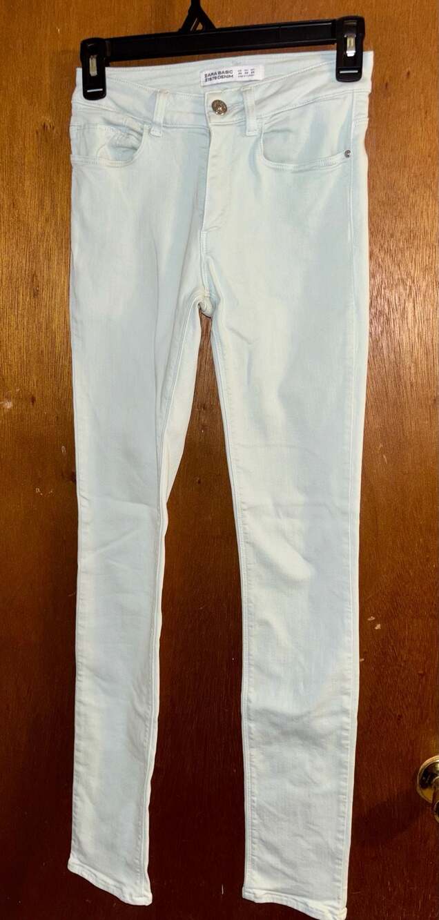 Zara Basic Z1975 Denim Light Mint Green Skinny Jeans Size USA 2